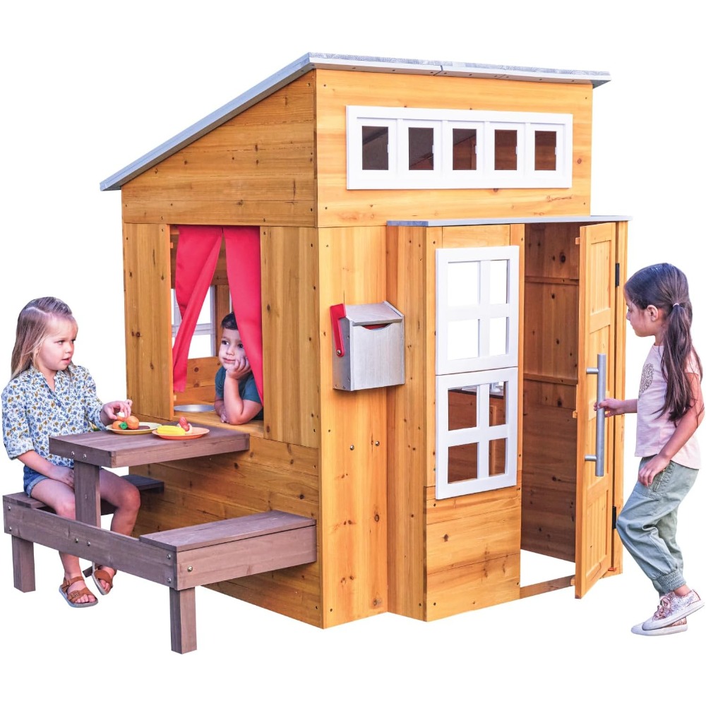 Kids Outdoor Grill Set - Современный уличный деревянный игровой комплекс для