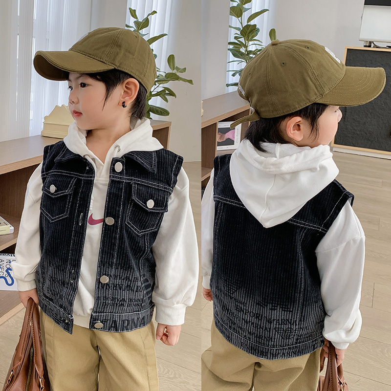 Kids Outdoor Vest - Черный джинсовый жилет для мальчиков, весенне-осенний