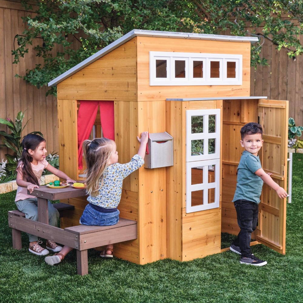 Kids Outdoor Grill Set - Современный уличный деревянный игровой комплекс для