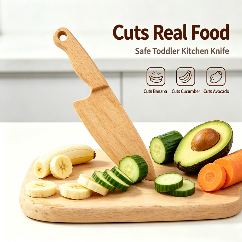 Kids Outdoor Mud Kitchen Accessories - Деревянный детский нож для приготовления пищи,
